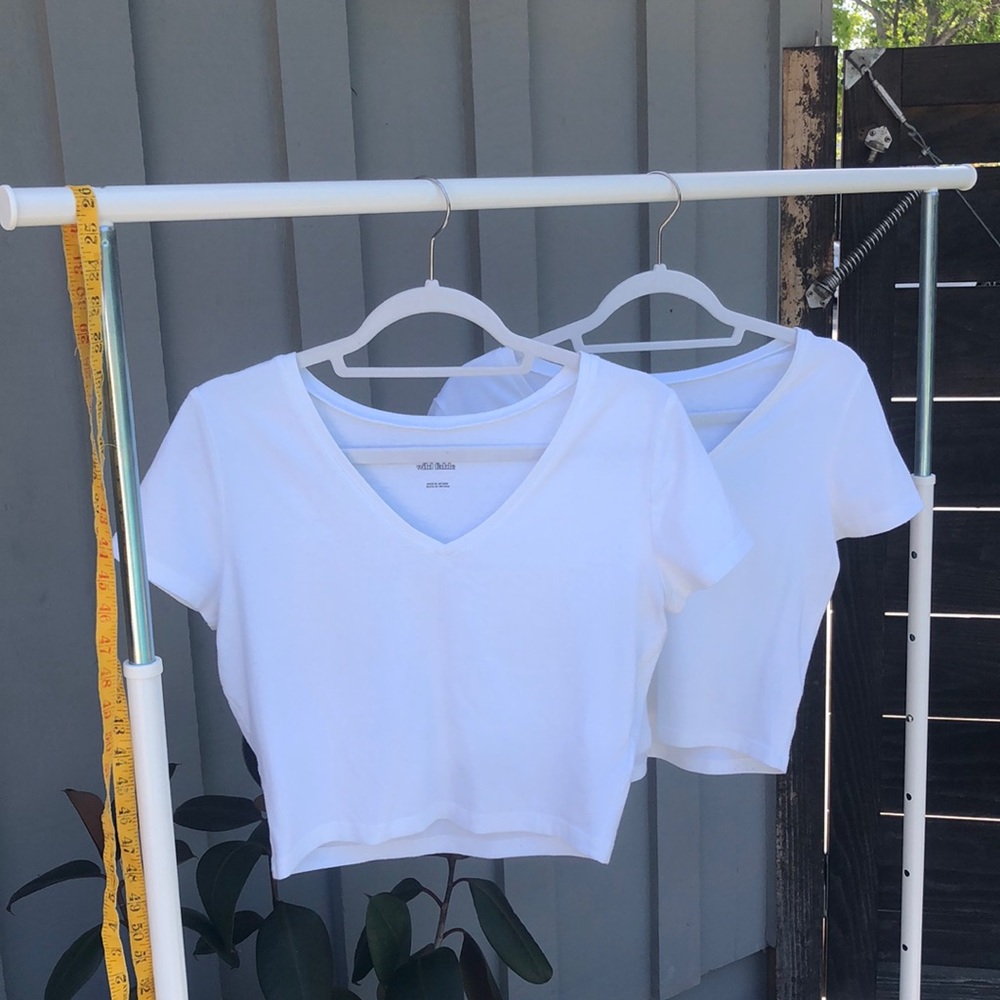 Wild fable white crop V neck